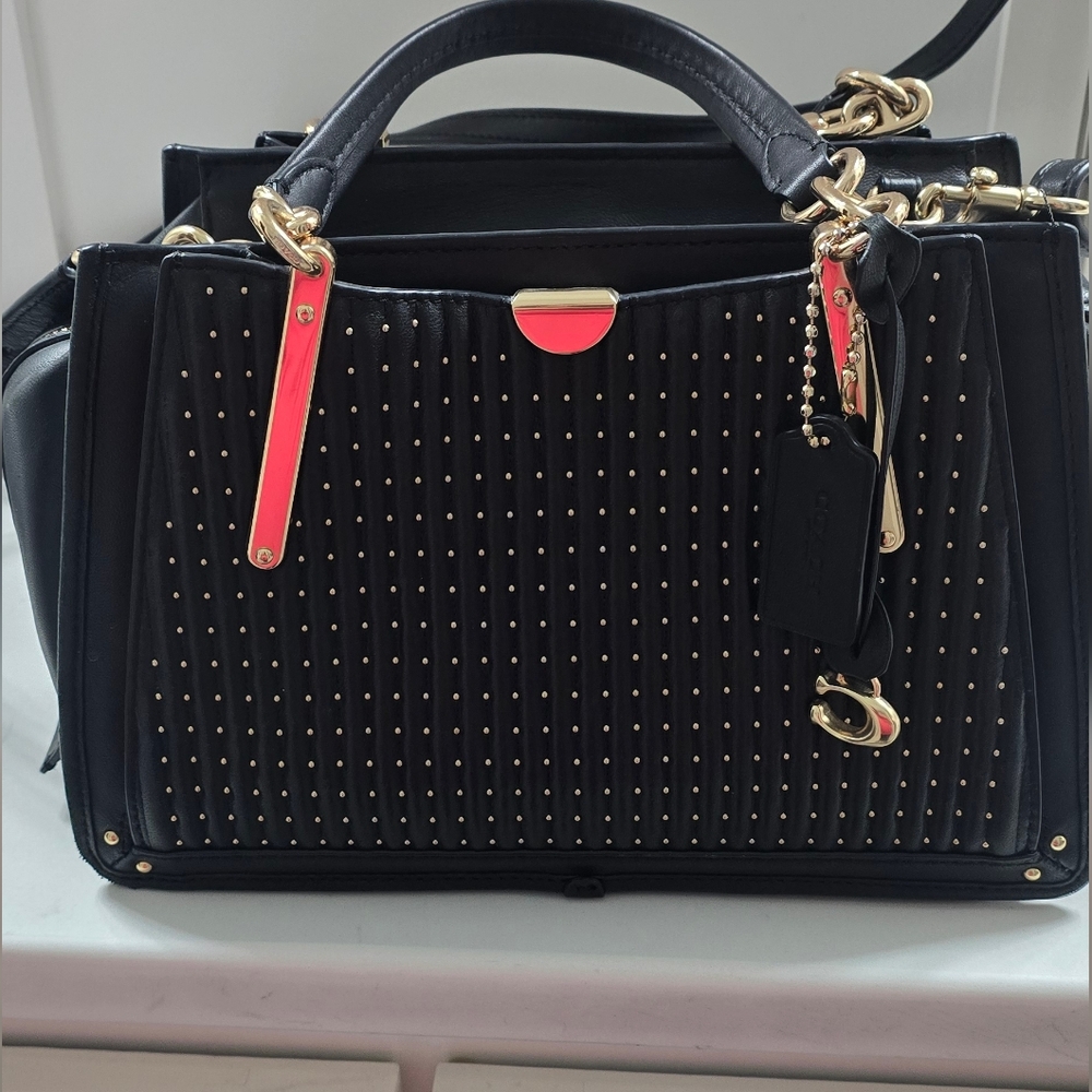 COACH Black and Gold Studded Handbag